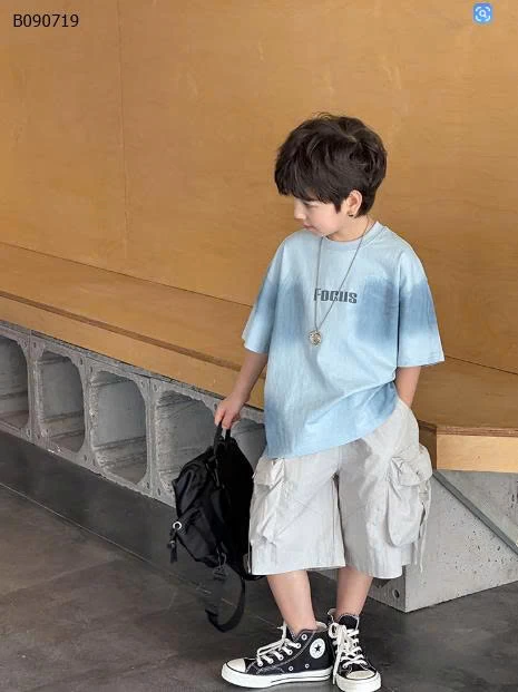 Áo thun tay ngắn màu phun XANH  AMBB-Sỉ 138k