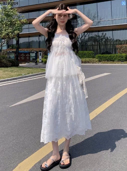 Váy ren móc retro  dáng chữ A nữ - sỉ 158k