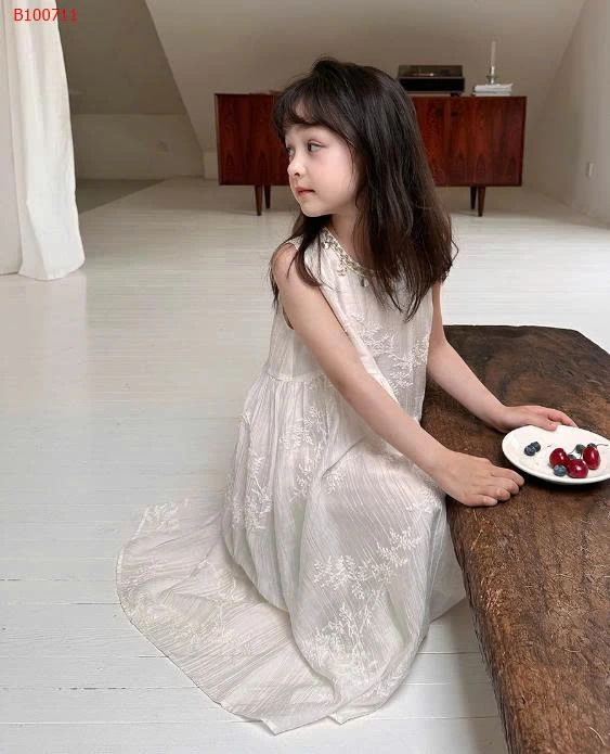  Váy công chúa thêu sọc Tencel có họa tiết AMBB- Sỉ giá Sz 90-150 #183k Sz 160 #197k. Sz 170 # 214k