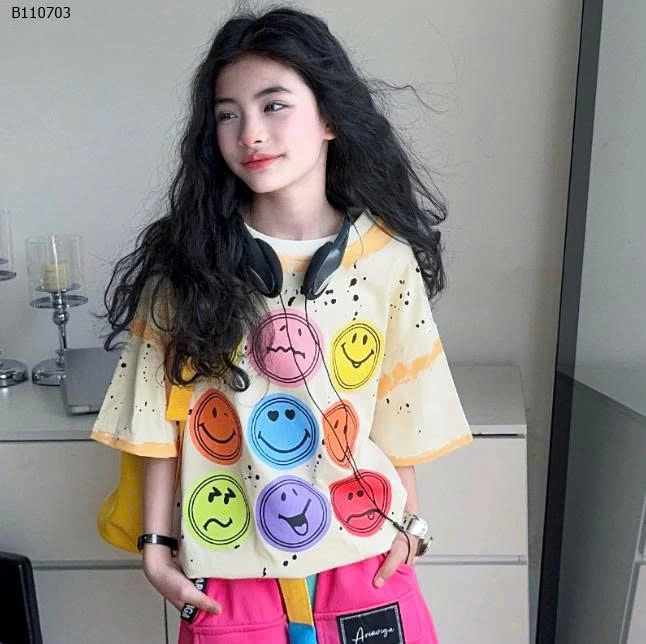 SET ÁO MẶT CƯỜI MIX SHORT TÚI HỘP BG-Sỉ giá áo: 169k  quần: 185k