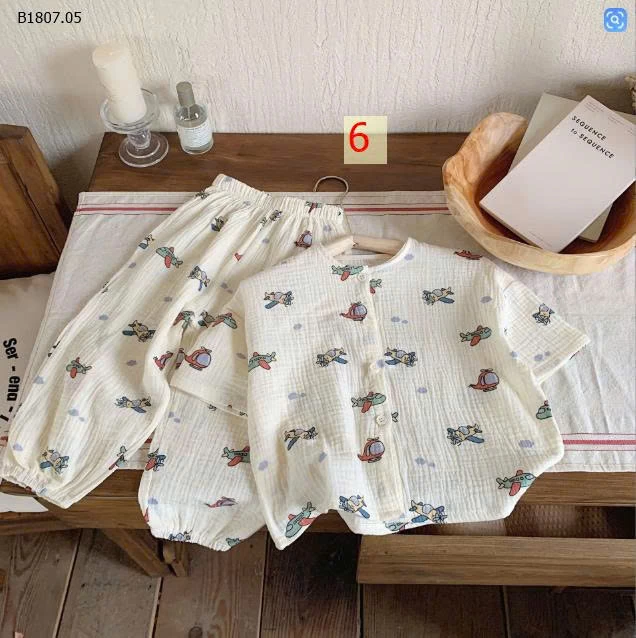 Quần áo ngủ crepe đôi tay ngắn bé trai và bé gái-Sỉ giá 189k
