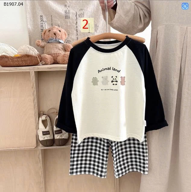 Bộ đồ ngủ trẻ em mặc nhà kiểu AB tay raglan Hàn Quốc -Sỉ giá Sz 80-120 :99k Sz 130-160 :135k