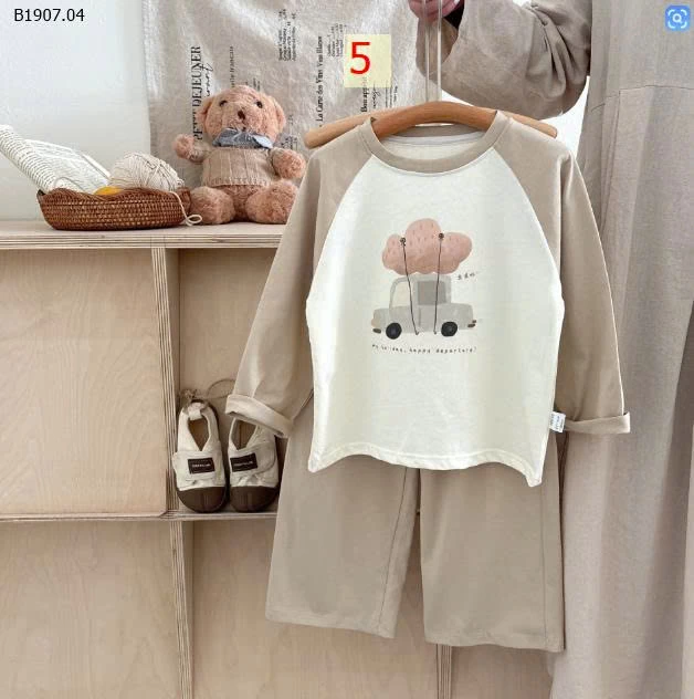 Bộ đồ ngủ trẻ em mặc nhà kiểu AB tay raglan Hàn Quốc -Sỉ giá Sz 80-120 :99k Sz 130-160 :135k