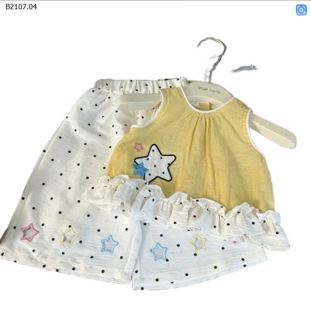 SET ÁO SÁT NÁCH VÀNG MIX QUẦN TRẮNG CHẤM BI-Sỉ giá áo: 115k  quần: 118k 