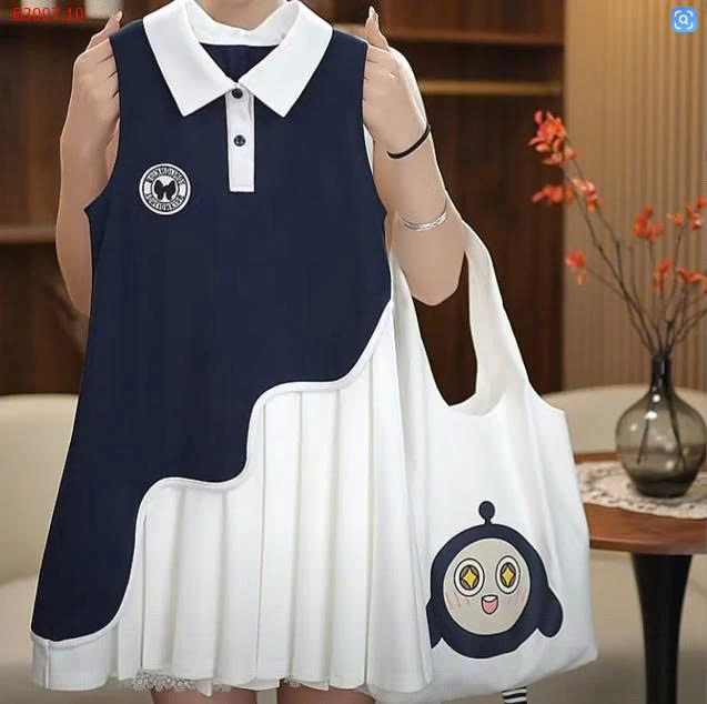 VÁY SÁT NÁCH CỔ POLO CHO BÉ GÁI -Sỉ giá 179k/váy  túi giá  58k