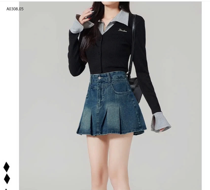 CHÂN VÁY JEAN XẾP LY CHO NỮ- sỉ 162k