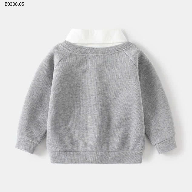 ÁO NỈ PHỐI CỔ SƠ MI WELLKIDS BT-Sỉ giá 107k