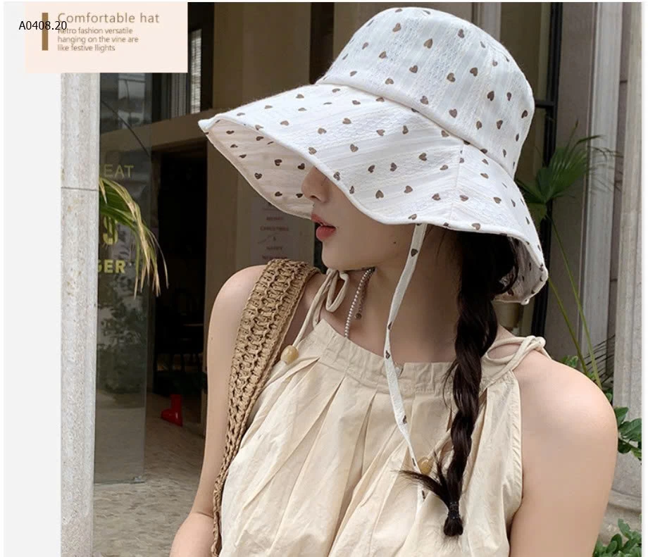 Mũ vải vành tròn chấm bi hàn quốc  - sỉ 98k
