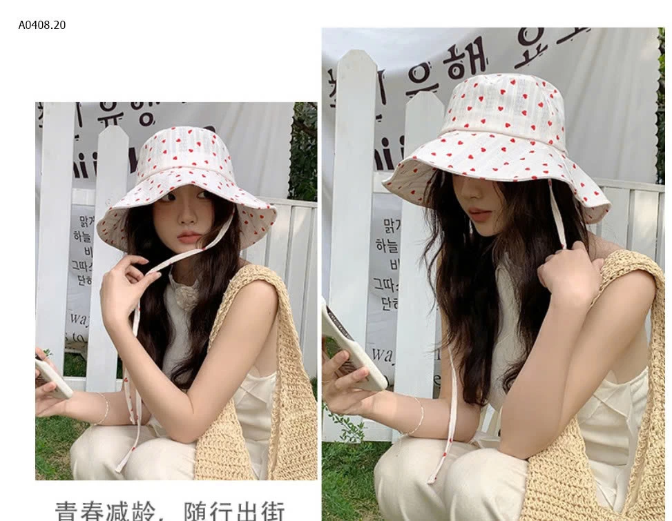 Mũ vải vành tròn chấm bi hàn quốc  - sỉ 98k