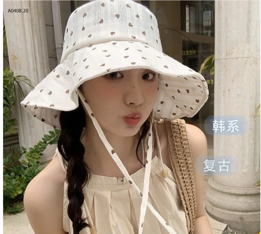 Mũ vải vành tròn chấm bi hàn quốc  - sỉ 98k