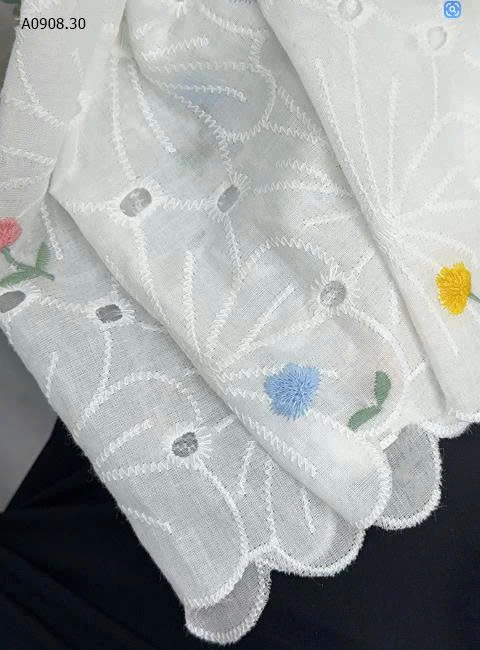 Váy chữ A thêu hoa ba chiều chất liệu cotton-Sỉ 195k