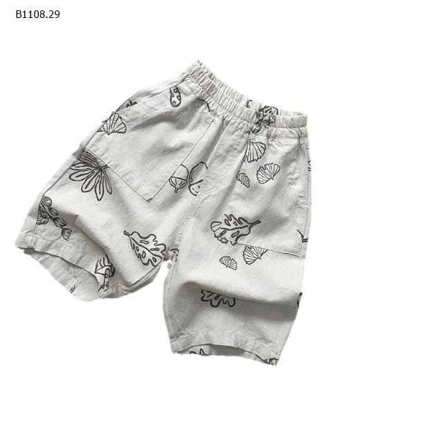 Quần lửng vải lanh in họa tiết tự nhiên  phong cách Hàn Quốc -Giá sỉ 148k