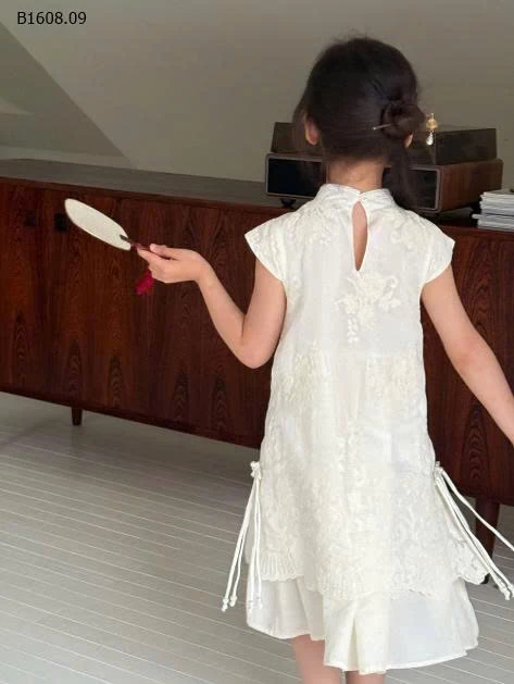 Váy sườn xám thêu Tencel phong cách Trung AMBB-sỉ size 90-150 giá 235k size 160 giá 258k