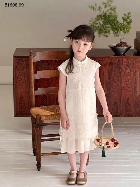 Váy sườn xám thêu Tencel phong cách Trung AMBB-sỉ size 90-150 giá 235k size 160 giá 258k