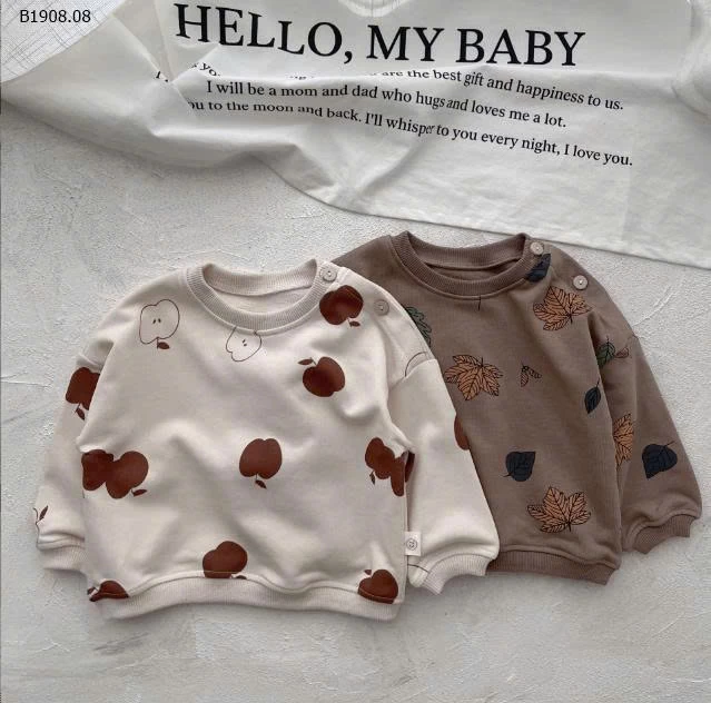 Bộ đồ hai mảnh in họa tiết lá táo tay dài INS cho bé- 135k/bộ