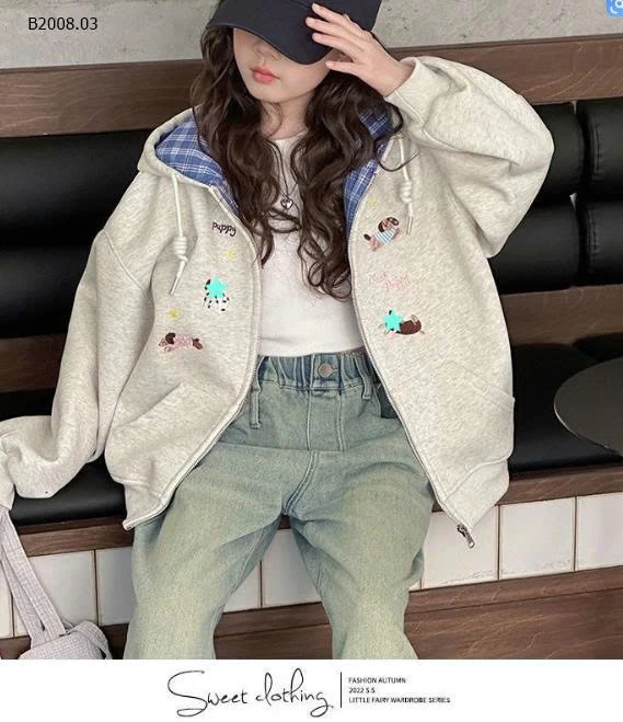 ÁO KHOÁC NỈ THÊU CÚN BG- sỉ 177k