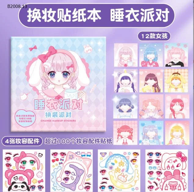 SET 4 QUYỂN STICKER BÓC DÁN CÔNG CHÚA - sỉ 47k/set 4c mix màu