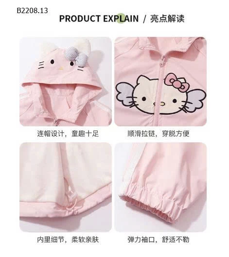  ÁO KHOÁC MÈO KITTY CHO BÉ GÁI-Giá sỉ 197k