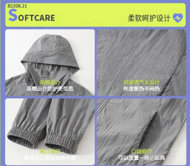 ÁO KHOÁC MỎNG CHỐNG NẮNG CHỐNG GIÓ CHO BÉ -Sỉ 110-150  129k 160-170  148k