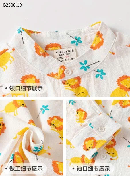 SƠ MI ĐỘNG VẬT  WELLKIDS-Giá sỉ 91k