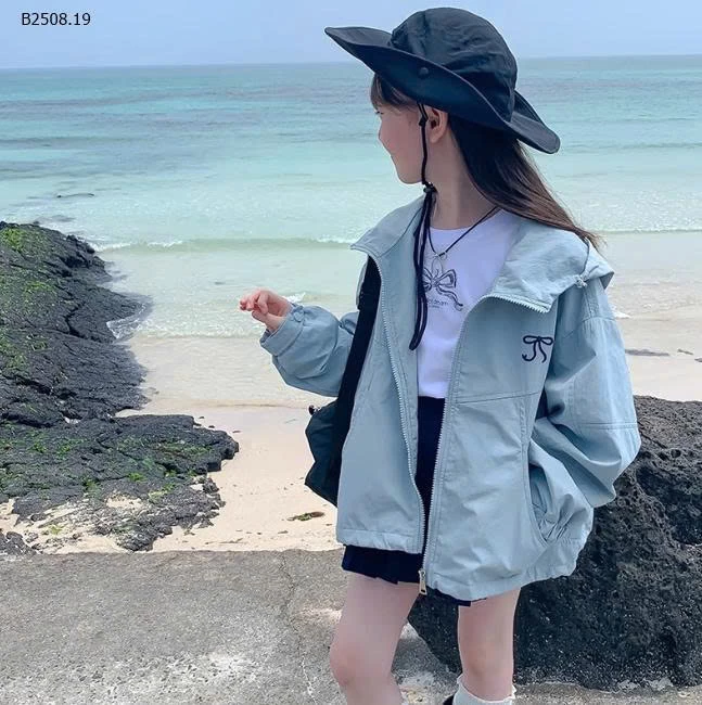 ÁO KHOÁC GIÓ THÊU NƠ CHO BÉ GÁI-Giá sỉ 128k