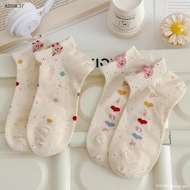 SET 10 ĐÔI TẤT CỔ NGẮN CUTE CHO NỮ-Giá sỉ 55k/sét 10 đôi mix mẫu