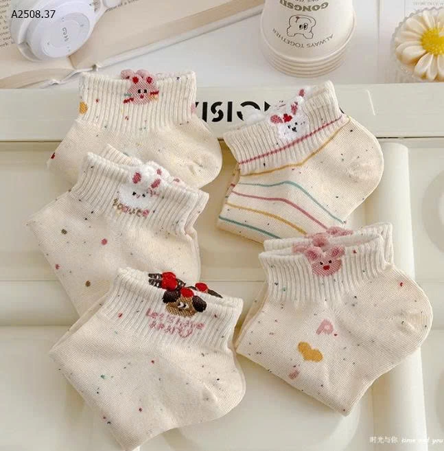 SET 10 ĐÔI TẤT CỔ NGẮN CUTE CHO NỮ-Giá sỉ 55k/sét 10 đôi mix mẫu