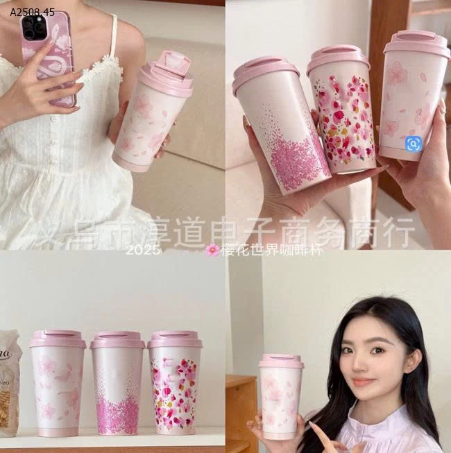 NEW 2025 CỐC GIỮ NHIỆT BẢN HOA ANH ĐÀO-Giá sỉ 128k