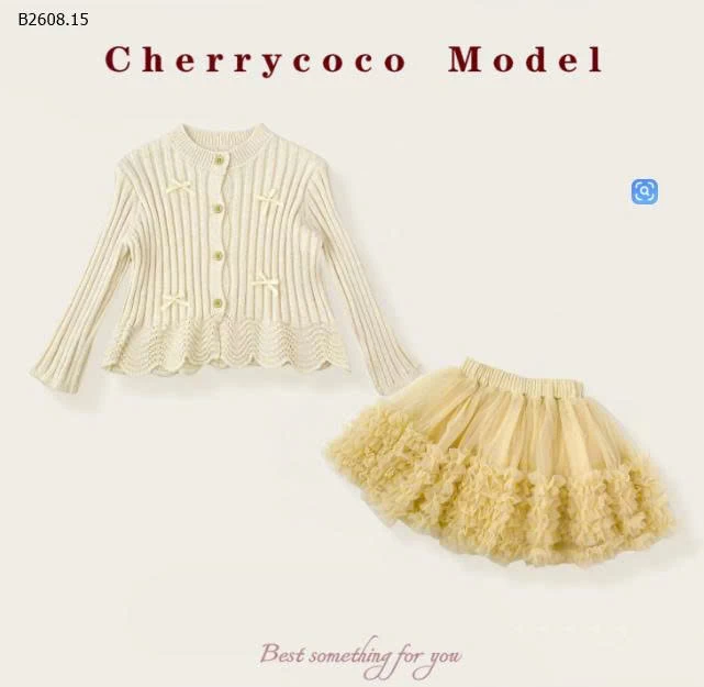 SÉT ÁO LEN+CV TUTU VÀNG CHERRYCOCO-Giá sỉ 257k