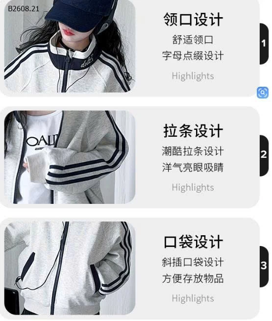 ÁO KHOÁC THỂ THAO 3 SỌC-Giá sỉ 215k