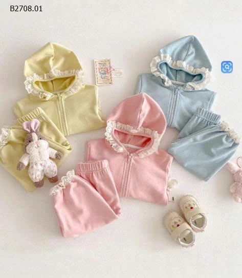 BỘ ĐỒ THU ĐÔNG PHỐI REN CHO BÉ GÁI-Giá sỉ 205k