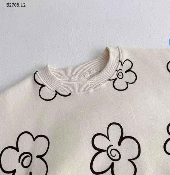 Bộ đồ in hoa nhung mẹ và bé- sỉ giá 173k/bộ 