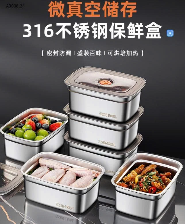 SET 3 HỘP ĐỰNG INOX KÈM NẮP NHỰA -Giá sỉ 85k/sét 2c