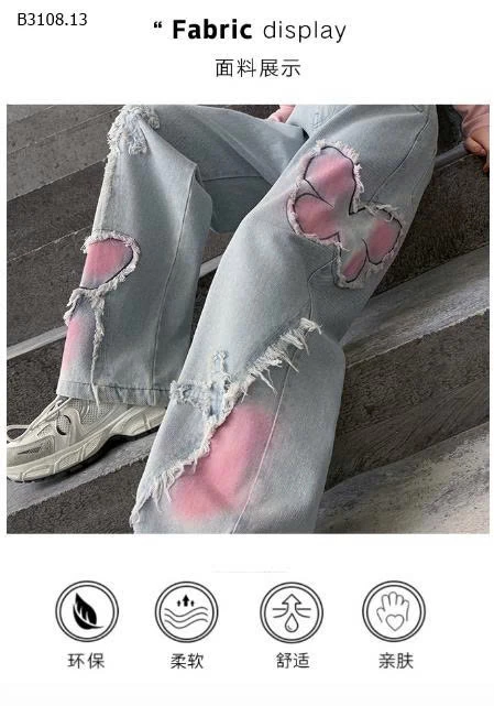 Quần jeans suông cánh bướm cho bé gái -Giá sỉ 190k