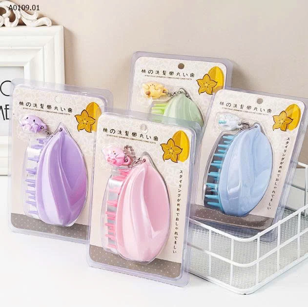 LƯỢC MASSAGE SILICON HÌNH QUẢ KHẾ - Giá sỉ 50k/2c