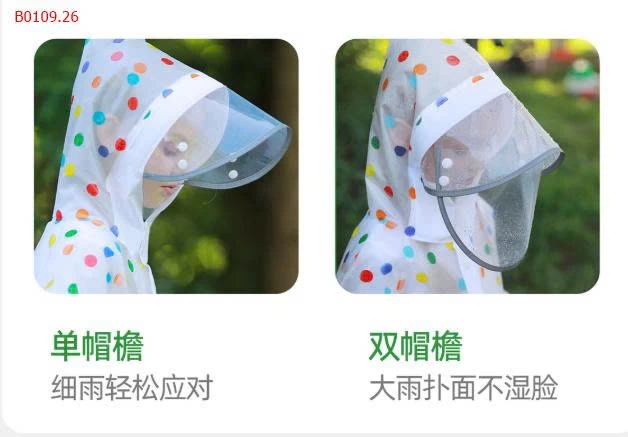 ÁO MƯA ĐƠN CHẤM BI CHO BÉ-Giá sỉ 124k