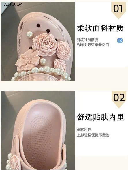 SỤC CROCS ĐÍNH HOA CHO NỮ - sỉ 172k