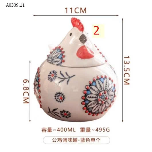 Set 3 hũ sứ đựng gia vị hình chú gà- Giá sỉ 250k/3 hũ