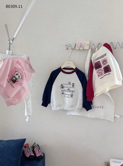 ÁO NỈ LABUBU PHỐI MÀU TAY-Giá sỉ 159k