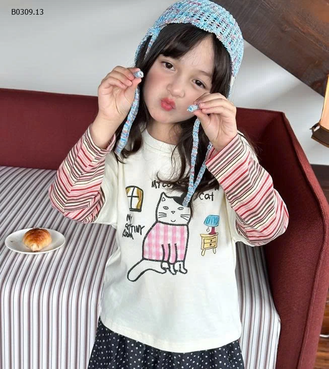 ÁO THUN PHỐI TAY KẺ-Giá sỉ 131k