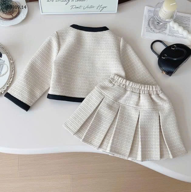 Set aó dạ chân váy xếp ly sang xịn mịn-Giá sỉ 220k 