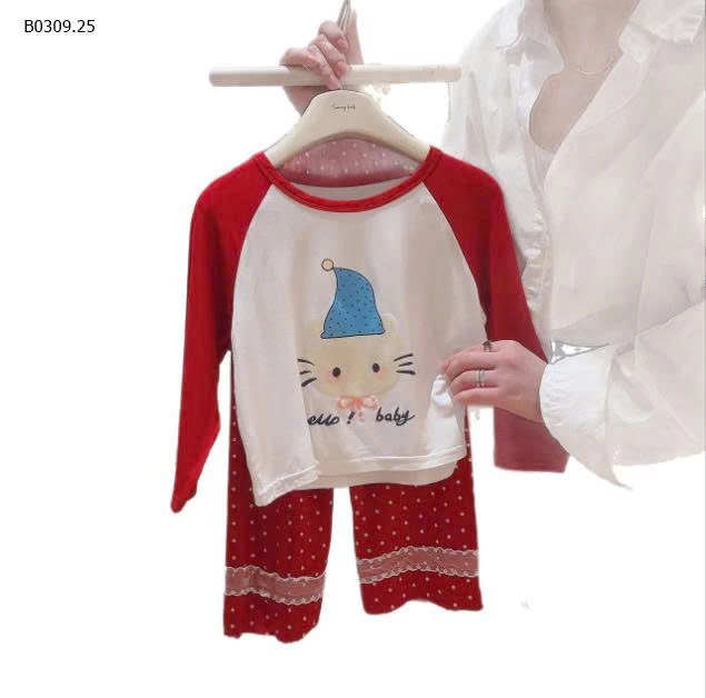 BỘ DÀI TAY CHẤM BI PHỐI REN BG-Giá sỉ 90-130 99k  140-170 113k 