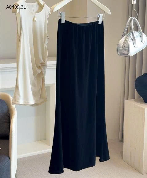 CHÂN VÁY NHUNG MIDI PHỐI REN- sỉ 162k