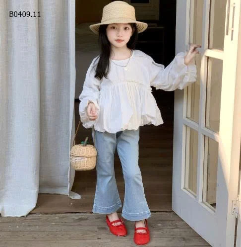 SET ÁO TAY BỒNG MIX JEAN LOE BG-Giá sỉ áo: 177k  quần: 189k 