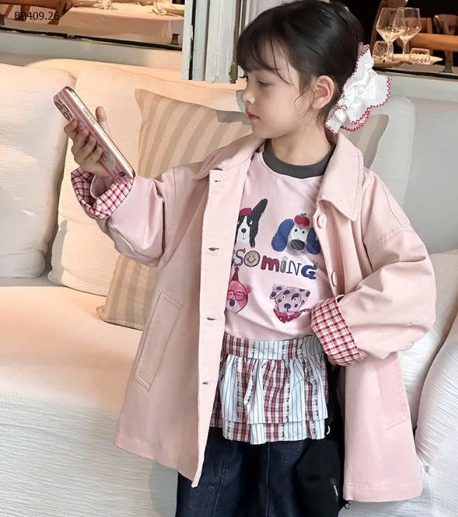 ÁO KHOÁC DÁNG DÀI PHỐI KẺ BG- Giá sỉ  265k