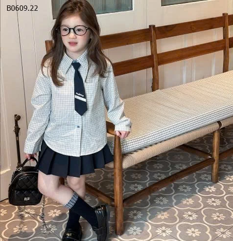 SET ÁO SƠ MI CHÂN VÁY XẾP LI -Giá sỉ   sz 90-150: áo 140k , váy 143k Sz 160: áo 153k, váy 157k Sz 170: áo  165k, váy 169k