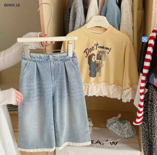 ÁO NỈ GẤU PHỐI REN BG-Giá sỉ 178k