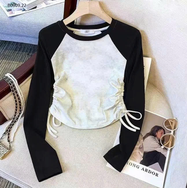 Áo thun dài tay trẻ em xuân thu có dây rút in họa tiết - sỉ 110k