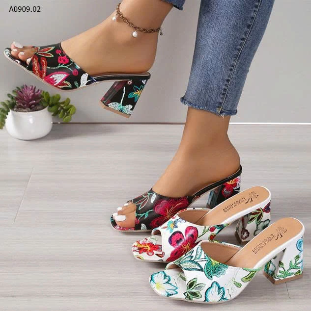 DÉP CAO GÓT THÊU HOA VINTAGE NỮ  -Sỉ 143k