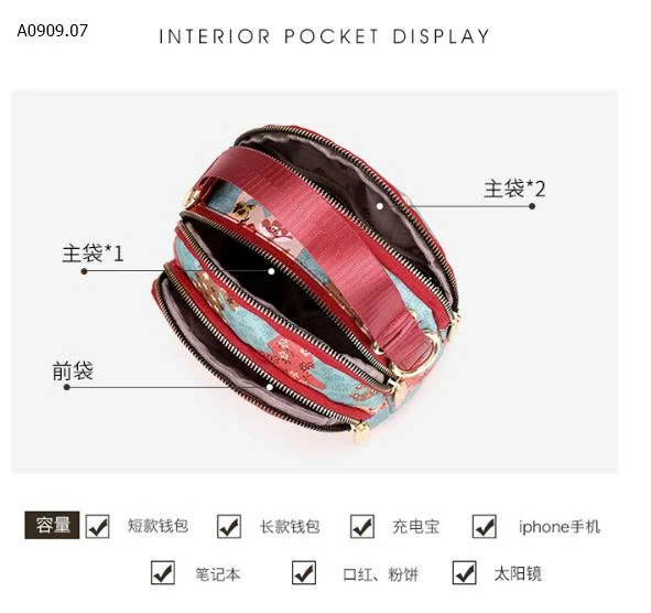 TÚI ĐEO CHÉO HỌA TIẾT NỮ -Sỉ 108k 